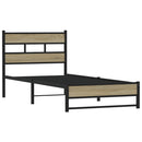 vidaXL sonoma tölgy színű fém ágykeret matrac nélkül 90 x 200 cm