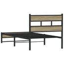 vidaXL sonoma tölgy színű fém ágykeret matrac nélkül 90 x 200 cm