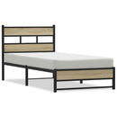 vidaXL sonoma tölgy színű fém ágykeret matrac nélkül 100 x 200 cm