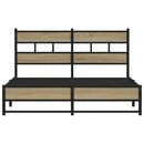 vidaXL sonoma tölgy színű fém ágykeret matrac nélkül 135 x 190 cm