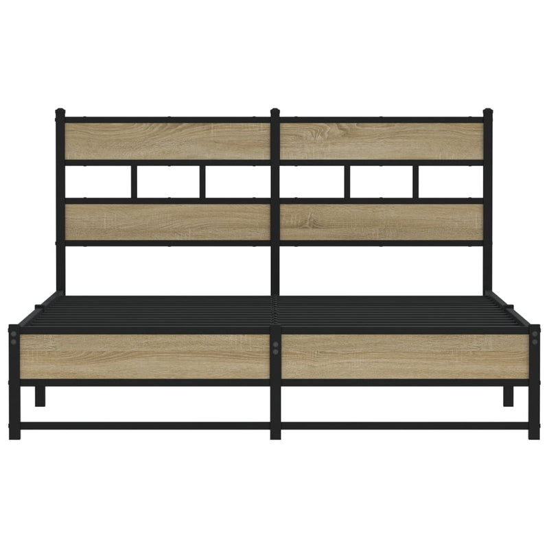 vidaXL sonoma tölgy színű fém ágykeret matrac nélkül 135 x 190 cm
