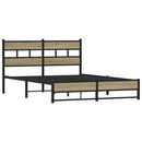 vidaXL sonoma tölgy színű fém ágykeret matrac nélkül 150 x 200 cm