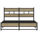 vidaXL sonoma tölgyszínű fém ágykeret matrac nélkül 160 x 200 cm