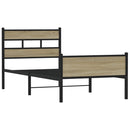 vidaXL sonoma tölgy színű szerelt fa ágykeret matrac nélkül 100x190 cm