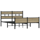 vidaXL sonoma tölgy színű szerelt fa ágykeret matrac nélkül 137x190 cm