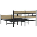 vidaXL sonoma tölgy színű szerelt fa ágykeret matrac nélkül 137x190 cm
