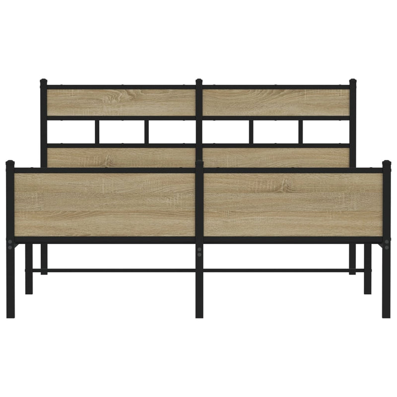 vidaXL sonoma tölgy színű szerelt fa ágykeret matrac nélkül 150x200 cm