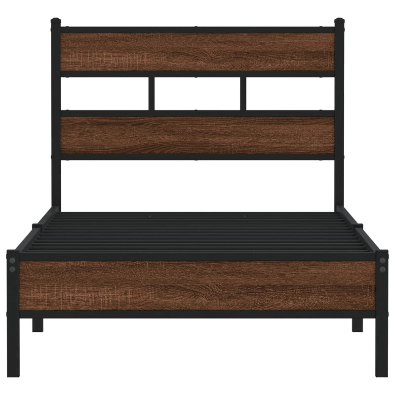 vidaXL barna tölgy színű szerelt fa ágykeret matrac nélkül 100x200 cm