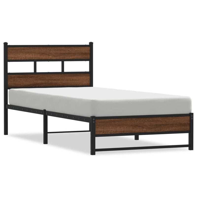 vidaXL barna tölgy színű fém ágykeret matrac nélkül 100 x 200 cm