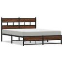 vidaXL barna tölgy színű fém ágykeret matrac nélkül 135 x 190 cm