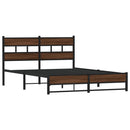 vidaXL barna tölgy színű fém ágykeret matrac nélkül 135 x 190 cm