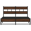 vidaXL barna tölgy színű fém ágykeret matrac nélkül 135 x 190 cm