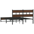 vidaXL barna tölgy színű fém ágykeret matrac nélkül 135 x 190 cm