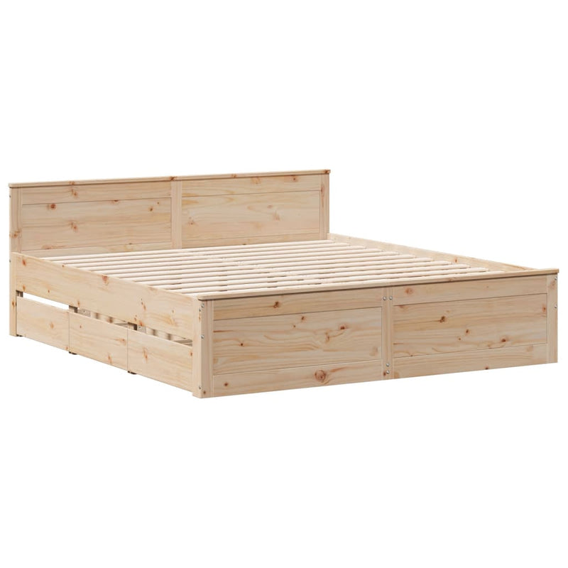 vidaXL tömör fenyőfa ágy matrac nélkül fejtámlával 200 x 200 cm