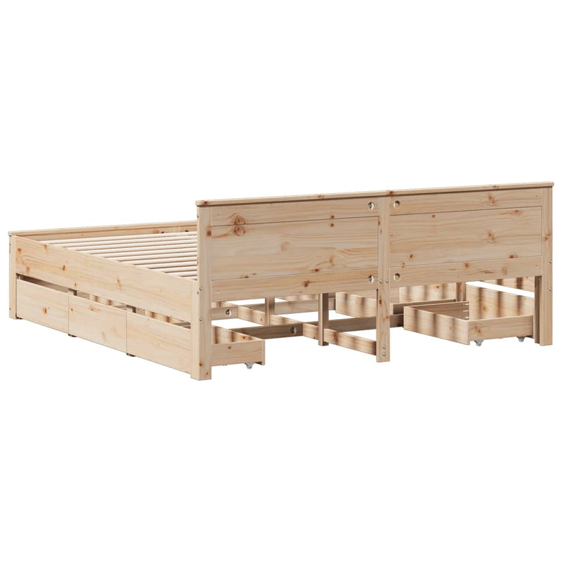 vidaXL tömör fenyőfa ágy matrac nélkül fejtámlával 200 x 200 cm