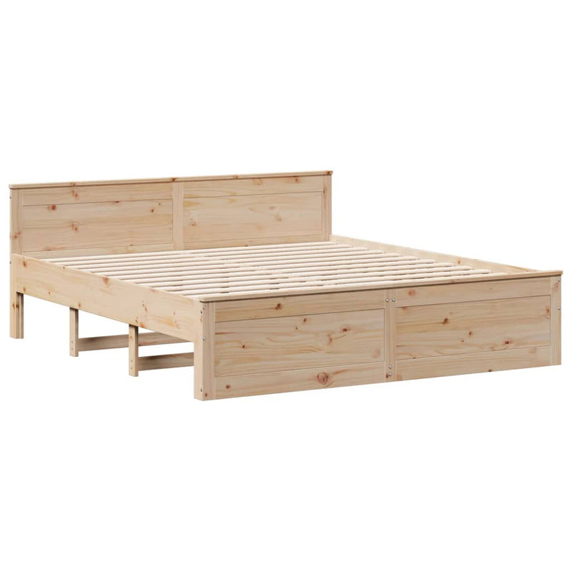 vidaXL tömör fenyőfa ágy matrac nélkül fejtámlával 200 x 200 cm