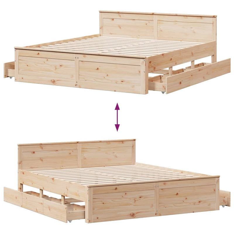 vidaXL tömör fenyőfa ágy matrac nélkül fejtámlával 200 x 200 cm