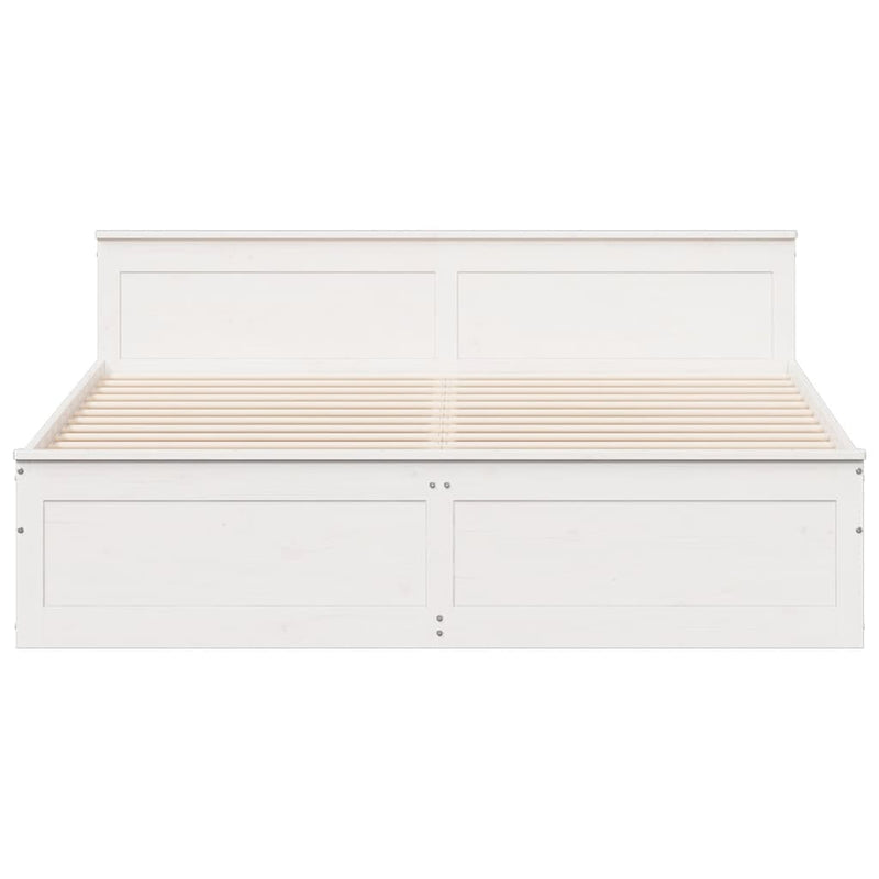 vidaXL fehér tömör fenyőfa ágy matrac nélkül fejtámlával 200 x 200 cm