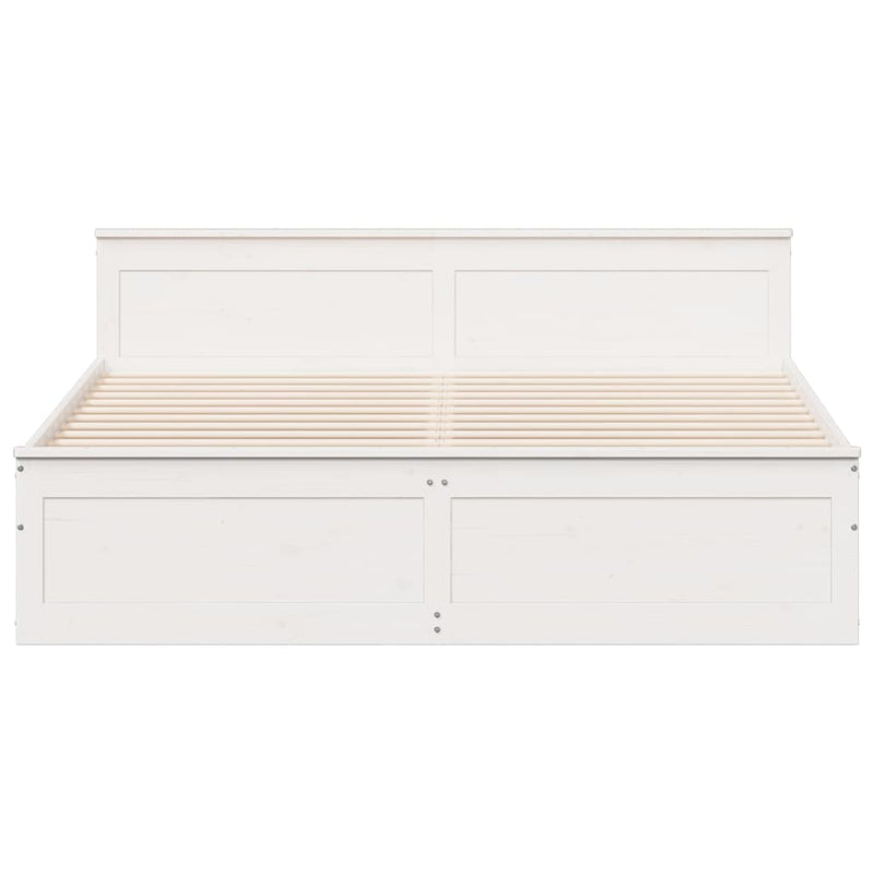 vidaXL fehér tömör fenyőfa ágy matrac nélkül fejtámlával 180 x 200 cm