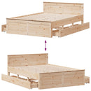 vidaXL tömör fenyőfa fejtámlás ágykeret matrac nélkül 150 x 200 cm
