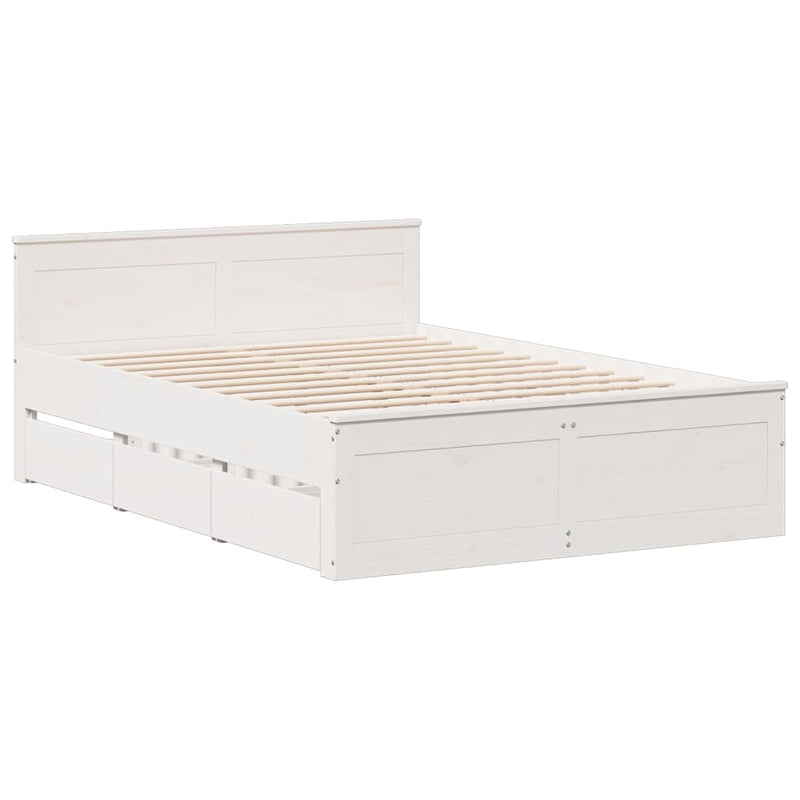vidaXL fehér tömör fenyőfa fejtámlás ágykeret matrac nélkül 150x200 cm