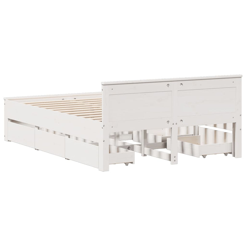 vidaXL fehér tömör fenyőfa fejtámlás ágykeret matrac nélkül 150x200 cm