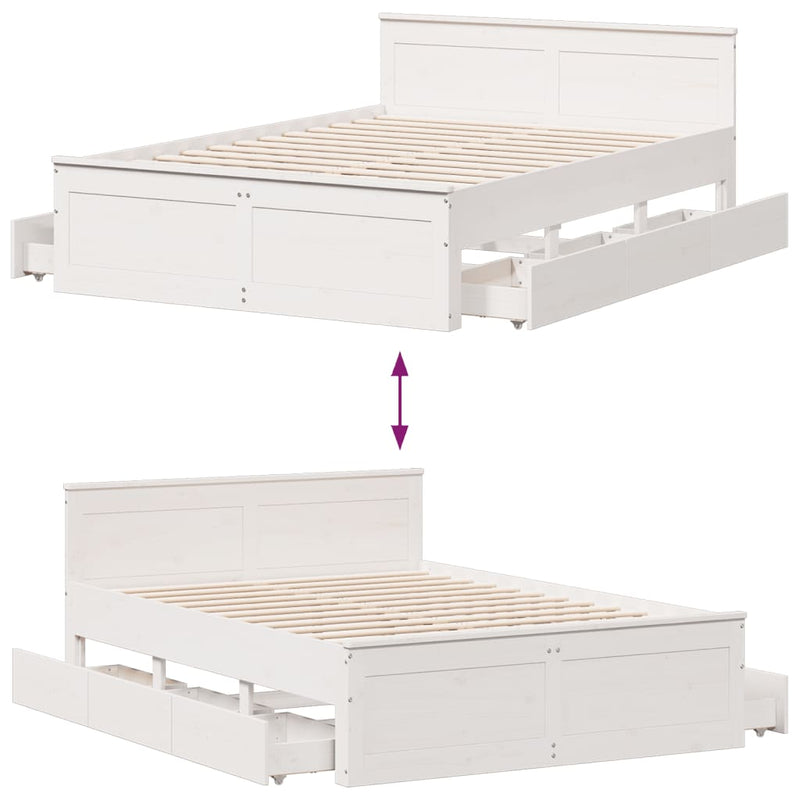 vidaXL fehér tömör fenyőfa fejtámlás ágykeret matrac nélkül 150x200 cm