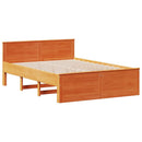 vidaXL barna tömör fenyőfa fejtámlás ágykeret matrac nélkül 150x200 cm