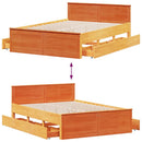 vidaXL barna tömör fenyőfa fejtámlás ágykeret matrac nélkül 150x200 cm