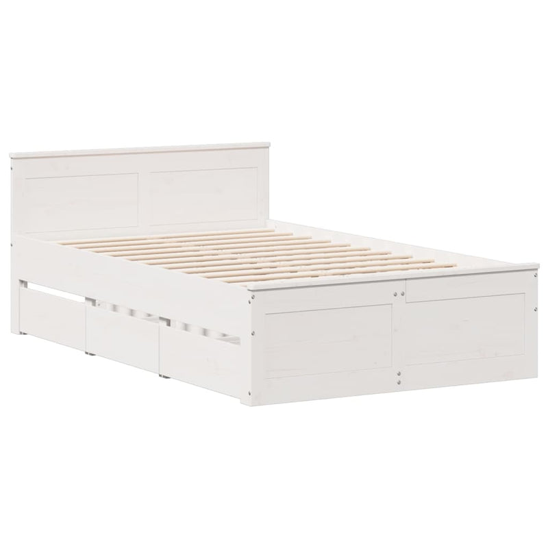 vidaXL fehér tömör fenyőfa fejtámlás ágykeret matrac nélkül 120x200 cm