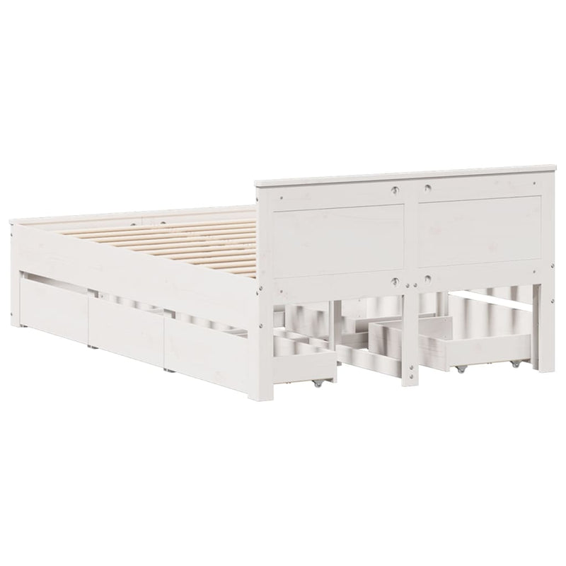 vidaXL fehér tömör fenyőfa fejtámlás ágykeret matrac nélkül 120x200 cm