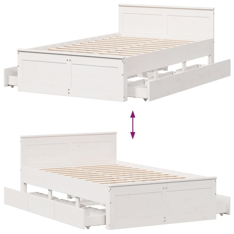 vidaXL fehér tömör fenyőfa fejtámlás ágykeret matrac nélkül 120x200 cm