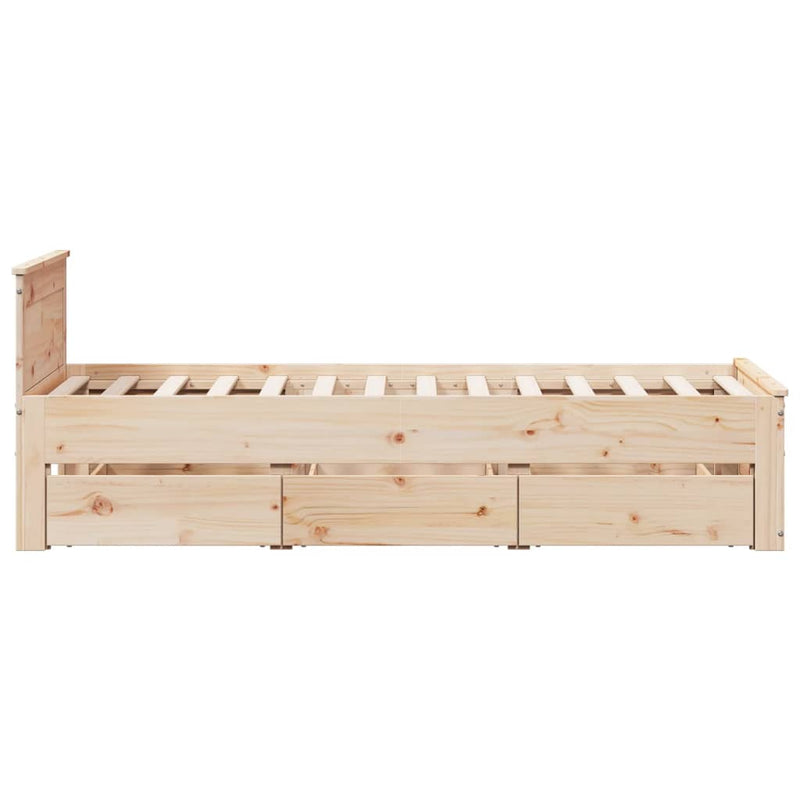 vidaXL tömör fenyőfa ágy matrac nélkül fejtámlával 90 x 200 cm