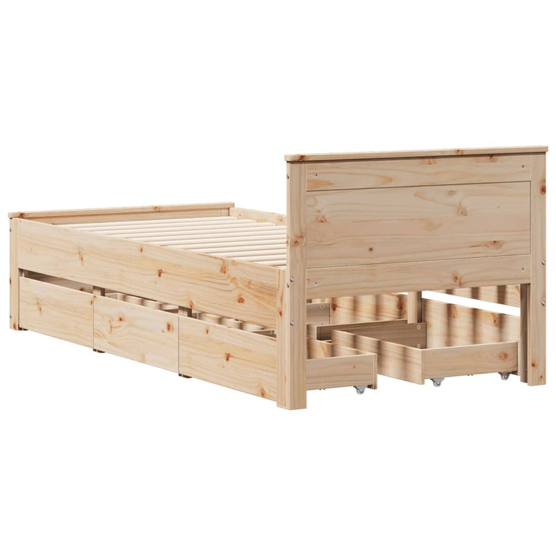 vidaXL tömör fenyőfa ágy matrac nélkül fejtámlával 90 x 200 cm