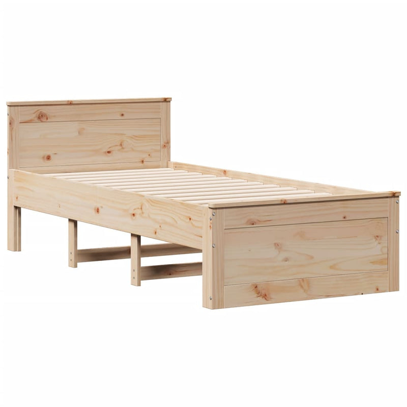 vidaXL tömör fenyőfa ágy matrac nélkül fejtámlával 90 x 200 cm
