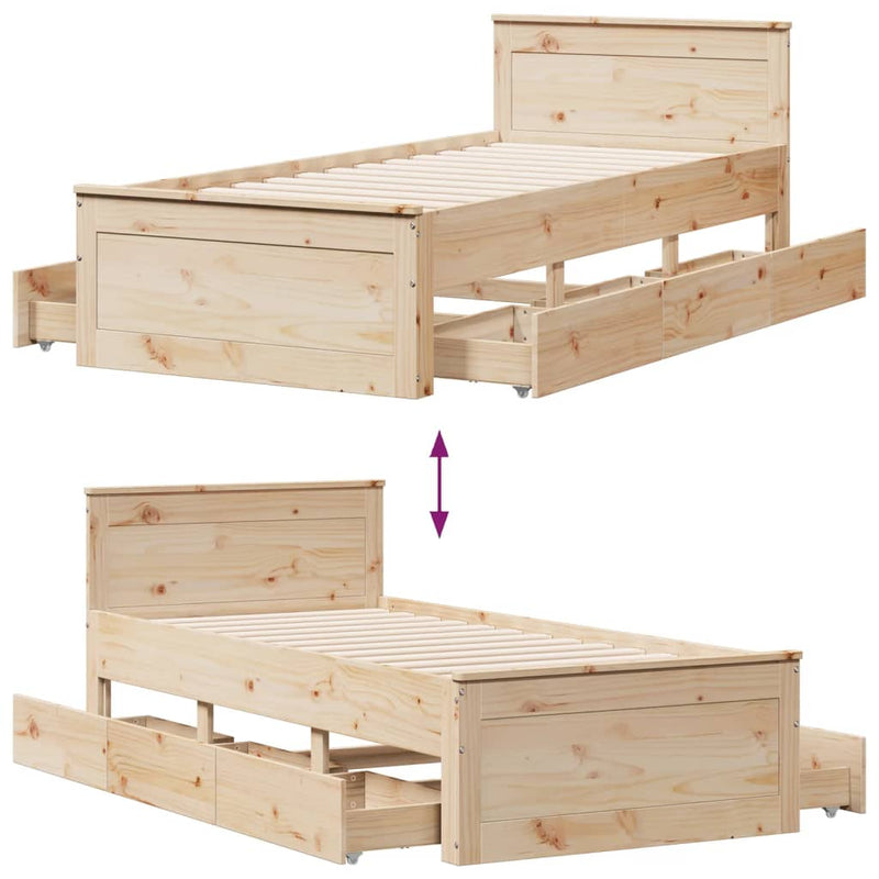 vidaXL tömör fenyőfa ágy matrac nélkül fejtámlával 90 x 200 cm