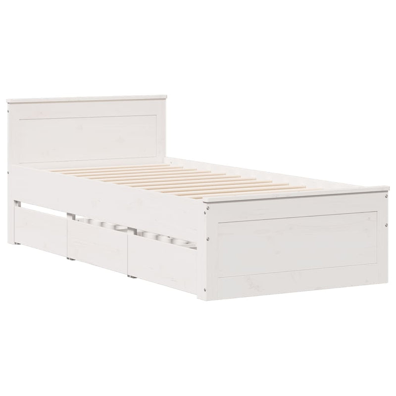 vidaXL fehér tömör fenyőfa ágy matrac nélkül fejtámlával 90 x 200 cm