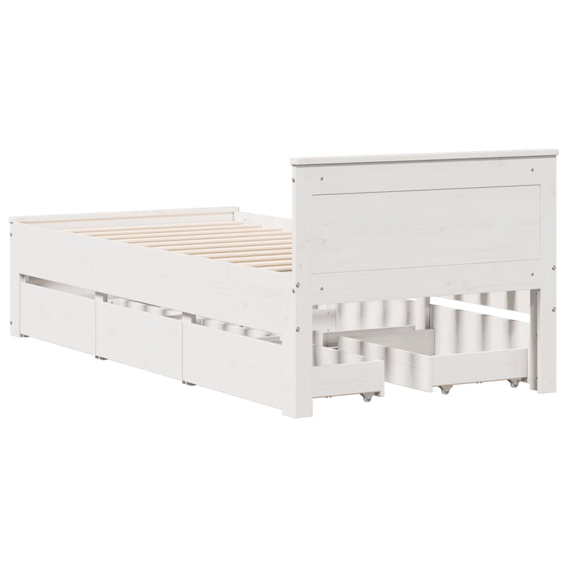 vidaXL fehér tömör fenyőfa ágy matrac nélkül fejtámlával 90 x 200 cm