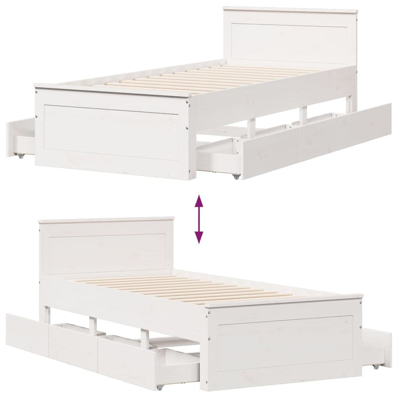 vidaXL fehér tömör fenyőfa ágy matrac nélkül fejtámlával 90 x 200 cm