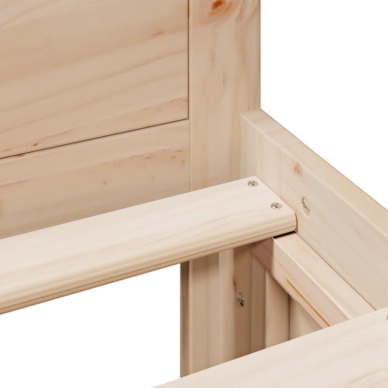 vidaXL tömör fenyőfa fejtámlás ágykeret matrac nélkül 135 x 190 cm