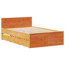 vidaXL barna tömör fenyőfa fejtámlás ágykeret matrac nélkül 135x190 cm