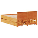vidaXL barna tömör fenyőfa fejtámlás ágykeret matrac nélkül 135x190 cm