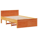 vidaXL barna tömör fenyőfa fejtámlás ágykeret matrac nélkül 135x190 cm