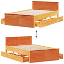 vidaXL barna tömör fenyőfa fejtámlás ágykeret matrac nélkül 135x190 cm