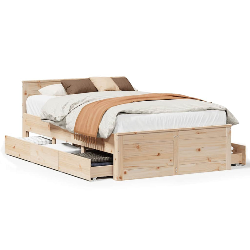 vidaXL tömör fenyőfa fejtámlás ágykeret matrac nélkül 120 x 190 cm