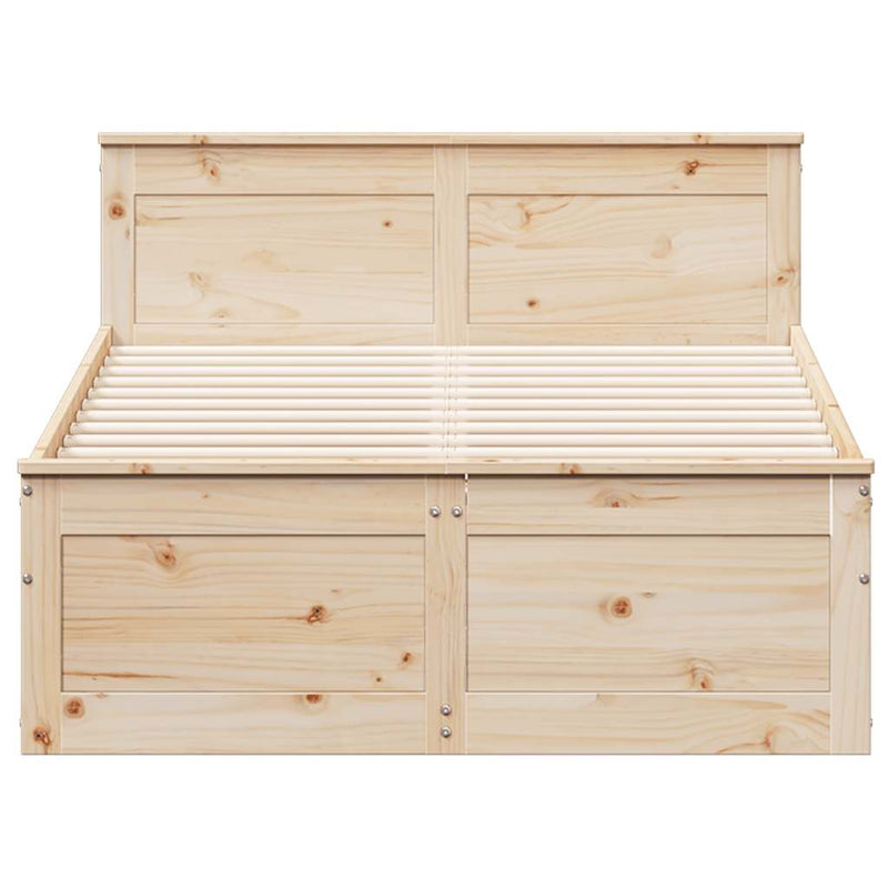 vidaXL tömör fenyőfa fejtámlás ágykeret matrac nélkül 120 x 190 cm