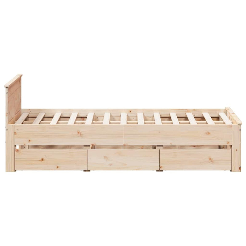 vidaXL tömör fenyőfa fejtámlás ágykeret matrac nélkül 120 x 190 cm