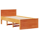 vidaXL barna tömör fenyőfa fejtámlás ágykeret matrac nélkül 75x190 cm