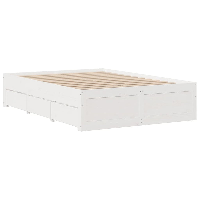 vidaXL fehér tömör fenyőfa fiókos ágykeret matrac nélkül 160 x 200 cm