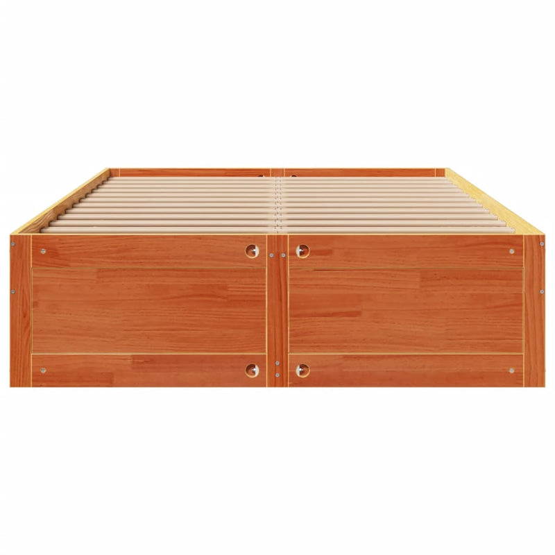 vidaXL barna tömör fenyőfa fiókos ágykeret matrac nélkül 160 x 200 cm